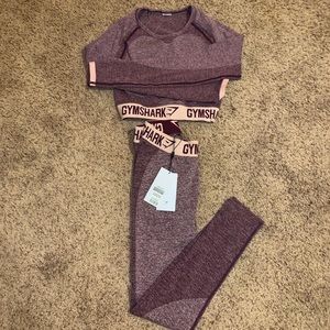 GYMSHARK Flex Dark Ruby Marl/Blush Nude Set S